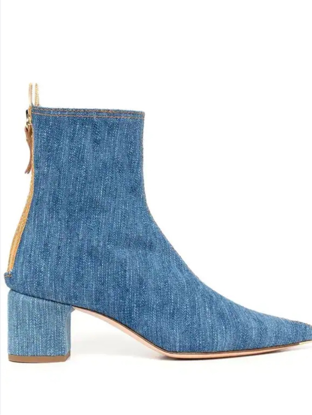 AGL Ginerva Denim block heel Ankle Boots in Blue with gold zipper size 39.5